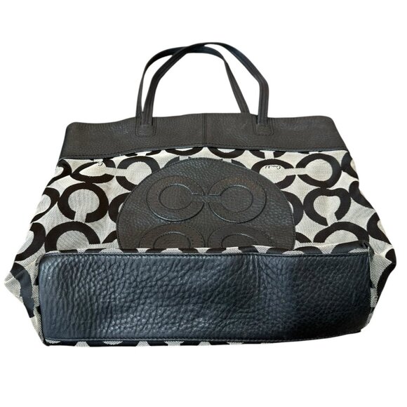 COACH Julia Handbag Tote AOP Leather Canvas Black Signature Purse - Picture 3 of 6